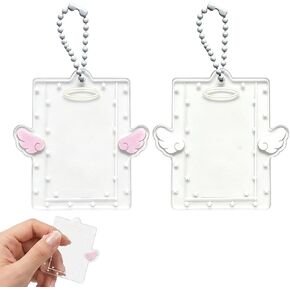 2 Pcs Photocard Holder, Photocard Holder Keychain, Photocard with Pink and White Colors, Compact Design for Easy Organization and Portability, Great Gift for Collectors in Kuwait