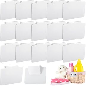 16Pcs White Clip-On Basket Labels, 3.5x2.5 Inch Removable PVC Labels with Holders for Storage Bins, Pantry & Closet Organization, Removable Label Holders in Kuwait