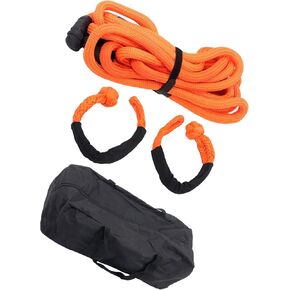 HOSTIC 1 Inch x 30 Feet Power Recovery Rope with 2 Soft Shackles, 34000 Pounds Breaking Strength, Nylon N66 Double-Layer Weaving, Heavy-Duty with Over 30% Elasticity, for Truck ATV UTV SUV, Orange in Saudi Arabia