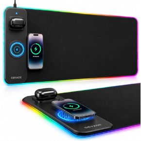 Gaming RGB Mouse Pad Wireless Charging XXL Desk Mat for Keyboard 15w Fast Charger 11 Led Light Modes Non-Slip Large Office Desk Pads on Top of Desks in Kuwait