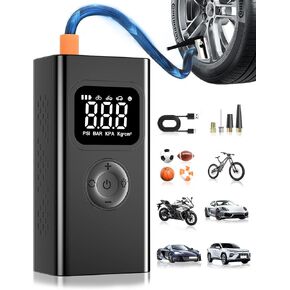 ضاغط هواء محمول، مضخة هواء 150 رطل لكل بوصة مربعة لإطارات السيارات - مضخة إطارات أسرع 3 مرات لسيارات الدفع الرباعي والدراجات النارية والكرات والدراجات، مقياس ضغط رقمي مدمج، ضوء تحذير LED للطوارئ in Kuwait