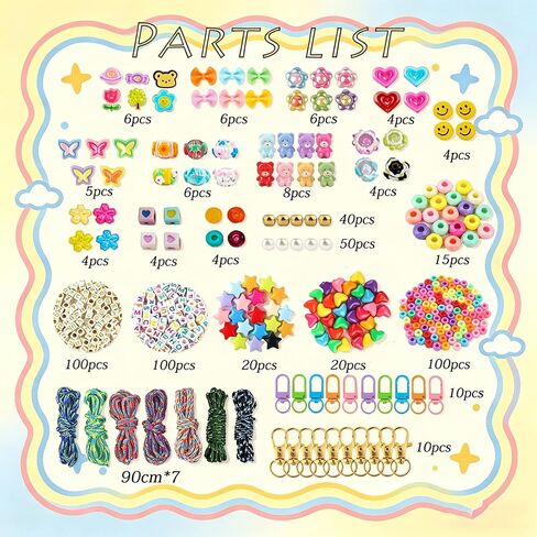 534 PCS Keychain Beads, Bead Keychain Kit, Acrylic Letter Beads with Heart Star Flower Charms for DIY Jewelry Bag Accessories Crafts, Personalized Alphabet A-Z Name Making Kit in Kuwait