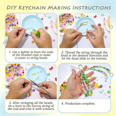 534 PCS Keychain Beads, Bead Keychain Kit, Acrylic Letter Beads with Heart Star Flower Charms for DIY Jewelry Bag Accessories Crafts, Personalized Alphabet A-Z Name Making Kit in Kuwait