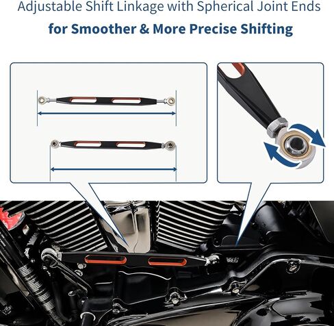 ناقل الحركة Shift Linkage لـ 1980-2024 Harley Touring Softail Dyna Street Road Glide Road King Electra Glide Trike، تصميم بلونين أسود/برتقالي in Kuwait