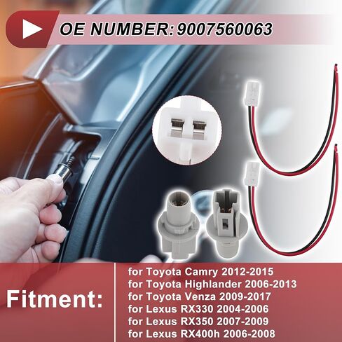 Motoforti 2Set Backup Reverse Socket Wiring for Toyota Camry 12-15 No.9007560063 Lamp Bulb Pigtail Connector Harness W/Wire Connectorx2 Heat Shrink Terminalx4 in Kuwait