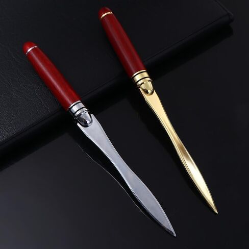 2 Pcs Gold Red Letter Opener Creative Portable Cut Paper Tool Wooden Handle Letter Student Stationery DIY Crafts Tool Envelopes Opener, Letter Openers, Cutting for Measuring Devices in Kuwait