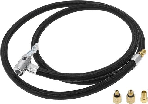 Tire Inflator Extension Tube Durable 51.18inch M8x0.8 15.5mm OD Air Pump Extend Hose Adapter Tire Valve with Thread Adapter Nylon Black 1 Set in Kuwait