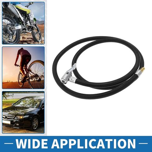 Tire Inflator Extension Tube Durable 51.18inch M8x0.8 15.5mm OD Air Pump Extend Hose Adapter Tire Valve with Thread Adapter Nylon Black 1 Set in Kuwait