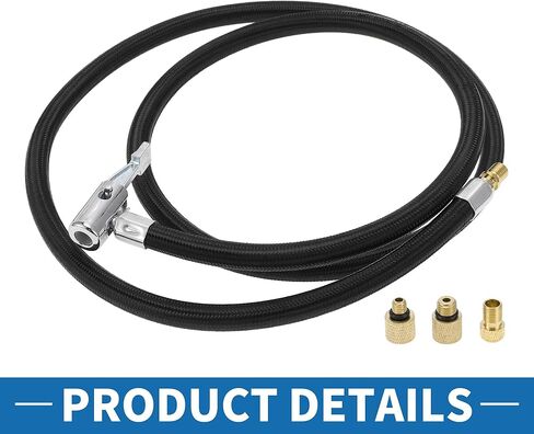 Tire Inflator Extension Tube Durable 51.18inch M8x0.8 15.5mm OD Air Pump Extend Hose Adapter Tire Valve with Thread Adapter Nylon Black 1 Set in Kuwait