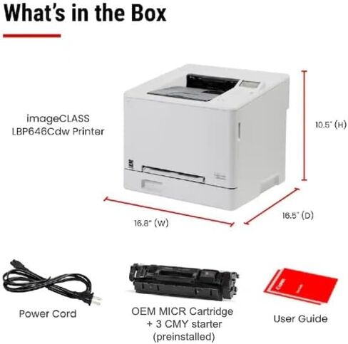 نظام طابعة فحص الحبر MTI imageCLASS LBP646cdw MICR، طابعة ليزر ملونة لاسلكية 26 صفحة في الدقيقة للمكتب المنزلي، حبر مغناطيسي لطباعة شيكات الرواتب التجارية المتوافقة مع البنك in Kuwait