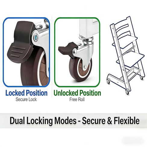 4Pcs Heavy Duty High Chair Casters Compatible with Stokke Tripp Trapp, 2 Inch Silent 360° Rotation Wheels, Chrome Steel Base, No Scratch Floor Protection in Kuwait