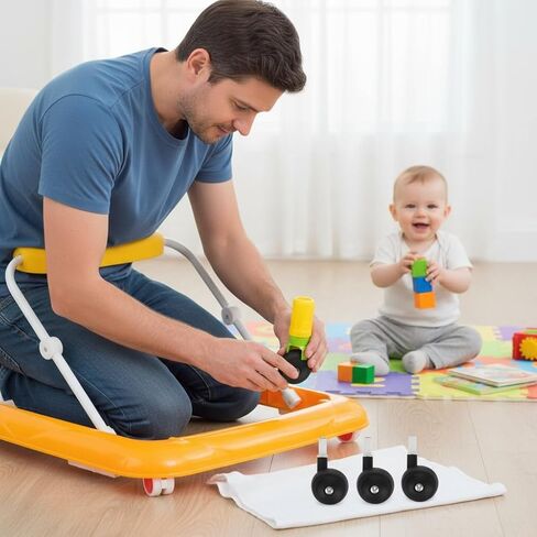 4PCS Baby Walker Replacement Wheels for Strollers,Quiet Plastic Casters with Easy Installation, 0.38" Hole Diameter,Learning Walker Accessories in Kuwait