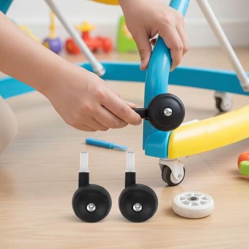 4PCS Baby Walker Replacement Wheels for Strollers,Quiet Plastic Casters with Easy Installation, 0.38" Hole Diameter,Learning Walker Accessories in Kuwait