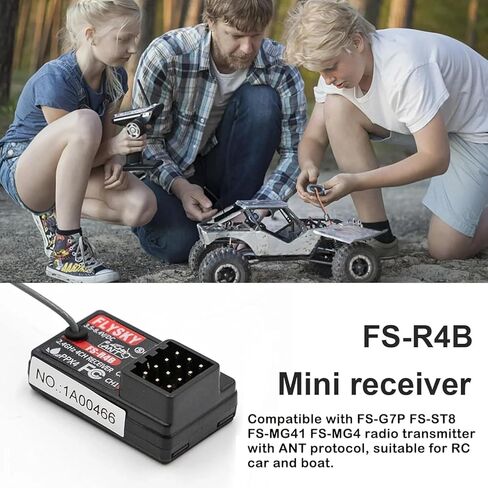 Flysky FS-R4B Receiver, 2.4GHz 4CH Receiver ANT Protocol Single Antenna PWM Output Compatible with Flysky FS-G7P FS-ST8 Radio Transmitter for RC Car and Boat in Kuwait