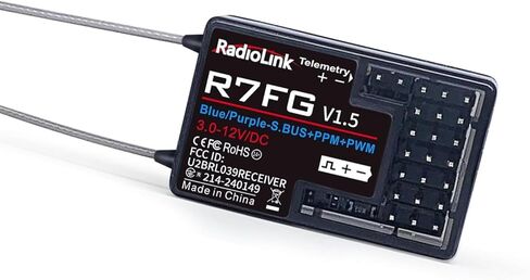 جهاز استقبال DTXMX Radiolink R7FG 7 قنوات RC، قياس الجهد عن بعد، مقاوم لرذاذ الماء لسيارة RC الزاحفة المنجرفة، القارب، يعمل مع جهاز إرسال راديو 2.4 جيجا هرتز RC6GS V3/ RC4GS V3/ RC8X in Kuwait