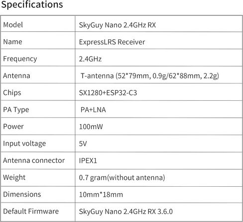 SkyGuy ELRS FPV Receiver - 2.4ghz ExpressLRS Nano Receiver Drone RX Module with 78mm UFL T Antenna for FPV Drone Tiny Whoop Fixed-wing RC Plane in Kuwait