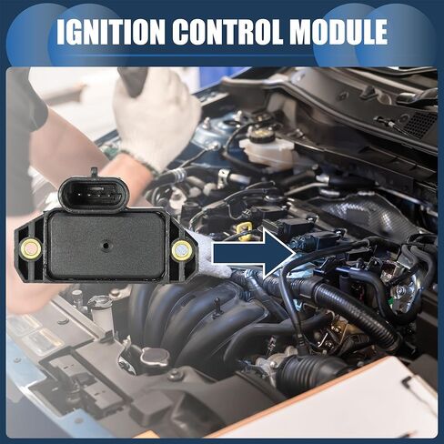 Ignition Control Module, Inner Ignition Module Control Unit No.10482803/16201599 for GMC P30 VAN V6 4.3L 1996-1999 ABS Black, 1 Pc in Kuwait