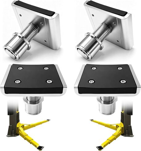 4 Pack Auto Adapters for 2 Post Lift, Car Lift Truck Adapter Accessories, Galvanized Steel Spin-Up Frame Adapter with Anti-Slip Rubber Pads Compatible with KT ME Challenger Auto Lifts in Kuwait