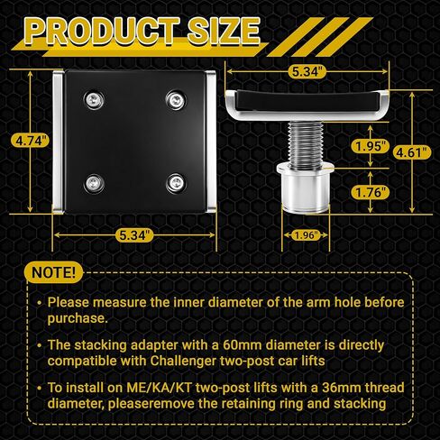 4 Pack Auto Adapters for 2 Post Lift, Car Lift Truck Adapter Accessories, Galvanized Steel Spin-Up Frame Adapter with Anti-Slip Rubber Pads Compatible with KT ME Challenger Auto Lifts in Kuwait