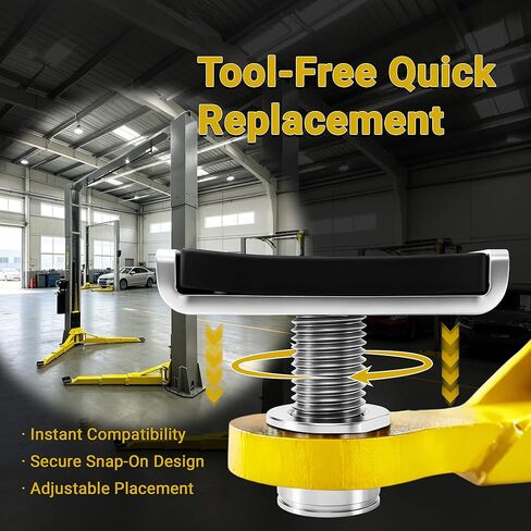 4 Pack Auto Adapters for 2 Post Lift, Car Lift Truck Adapter Accessories, Galvanized Steel Spin-Up Frame Adapter with Anti-Slip Rubber Pads Compatible with KT ME Challenger Auto Lifts in Kuwait