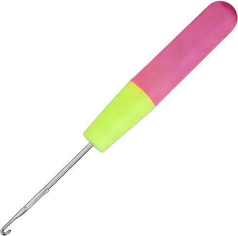 Crochet Hook Tool for Hair Extensions – Professional Dreadlock & Braiding Needle for Crochet Hair Installation (Pink & Green Handle) in Kuwait