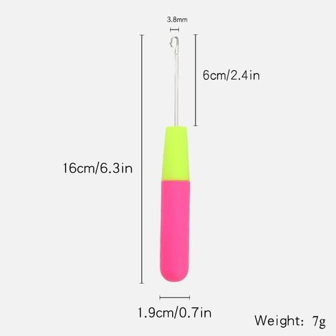 Crochet Hook Tool for Hair Extensions – Professional Dreadlock & Braiding Needle for Crochet Hair Installation (Pink & Green Handle) in Kuwait