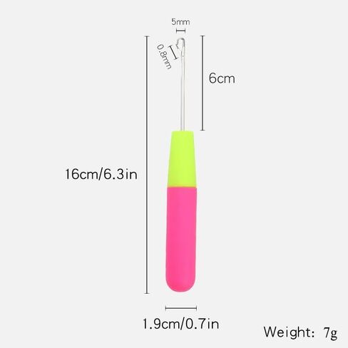Crochet Hook Tool for Hair Extensions – Professional Dreadlock & Braiding Needle for Crochet Hair Installation (Pink & Green Handle) in Kuwait