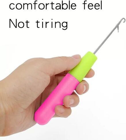 Crochet Hook Tool for Hair Extensions – Professional Dreadlock & Braiding Needle for Crochet Hair Installation (Pink & Green Handle) in Kuwait