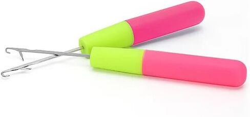 Crochet Hook Tool for Hair Extensions – Professional Dreadlock & Braiding Needle for Crochet Hair Installation (Pink & Green Handle) in Kuwait