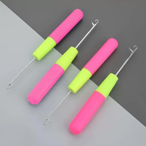 Crochet Hook Tool for Hair Extensions – Professional Dreadlock & Braiding Needle for Crochet Hair Installation (Pink & Green Handle) in Kuwait