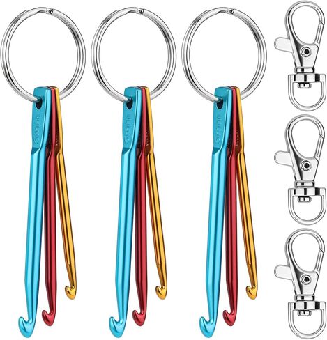 SHWAKK 3 Sets Mini Crochet Hook Keychain, 3 Size Aluminum Crochet Knitting Needles with Swivel Suitable for Yarn Knitting, Perfect for Beginners (3mm, 4mm, 5mm) in Kuwait