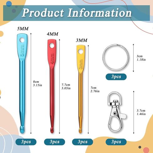SHWAKK 3 Sets Mini Crochet Hook Keychain, 3 Size Aluminum Crochet Knitting Needles with Swivel Suitable for Yarn Knitting, Perfect for Beginners (3mm, 4mm, 5mm) in Kuwait