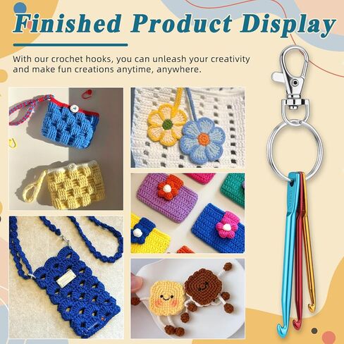 SHWAKK 3 Sets Mini Crochet Hook Keychain, 3 Size Aluminum Crochet Knitting Needles with Swivel Suitable for Yarn Knitting, Perfect for Beginners (3mm, 4mm, 5mm) in Kuwait