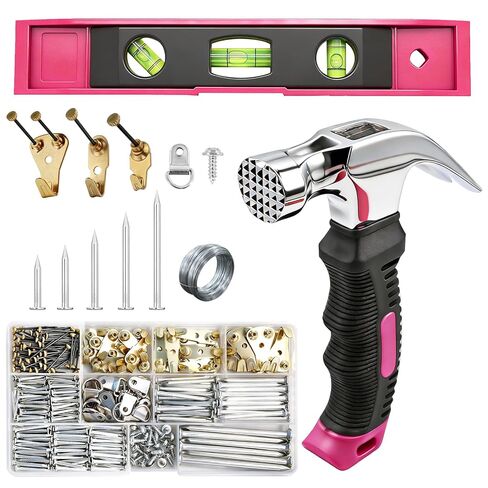 281PCS Picture Hanging Kit,Hammer and Nails Set with Hooks, D Ring,Wire, Wall Hanging Kit,Magnetic Level and Small Claw Hammer Mirror Hanging Kit with Heavy Duty Picture Hanging in Kuwait