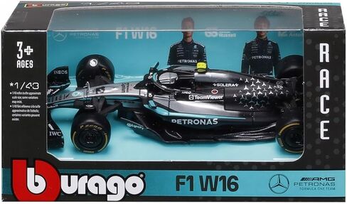Bburago F1 Mercedes-AMG W16 2025#12 Antonelli 1:43 Scale Diecast Car with Authentic Details Mercedes F1 Replica Silver/Black Body Officially Licensed Product Recommended Age 3+ in Kuwait