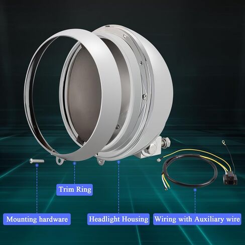 7" Headlight Shell Kit - Chrome Headlamp Light Bulb Bucket Housing w/Trim Ring, H4 Auxiliary Wiring Harness for Harley Davidson Heritage, Fat Boy, Softail 1986-2011,Replace for 67789-91 in Kuwait