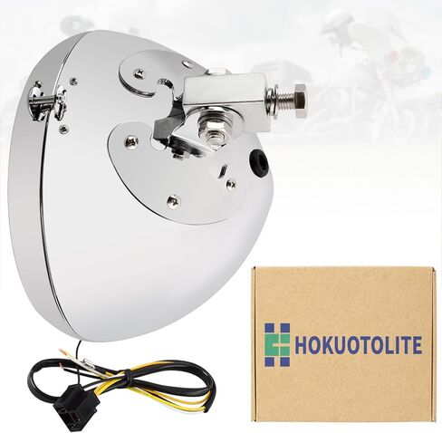 7" Headlight Shell Kit - Chrome Headlamp Light Bulb Bucket Housing w/Trim Ring, H4 Auxiliary Wiring Harness for Harley Davidson Heritage, Fat Boy, Softail 1986-2011,Replace for 67789-91 in Kuwait