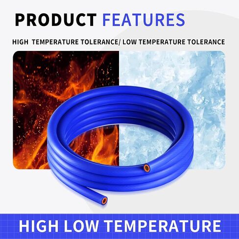 4 قطع 5FT ID 1/4" 5/16" 3/8" 5/8" خرطوم سخان مبرد المبرد درجة حرارة مستقيمة معززة بأنابيب السيليكون ضغط تمزق 232 رطل لكل بوصة مربعة مع 8 مشابك بسمك 4 مم لأنظمة تبريد المركبات (أزرق) in Kuwait