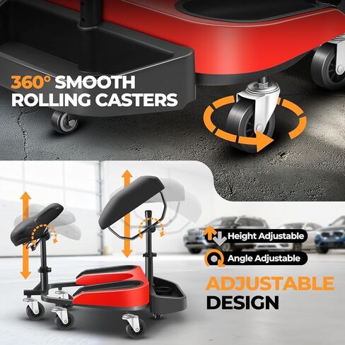 Auto Dynasty Kneeling/Sitting Creeper, 300 LBS Rolling Knee Pads with Seat and Chest Support, Knee Creeper with Swivel Casters and Tool Tray for Tile Parquet Cleaning, Auto Repair, Garden Maintenance in Kuwait