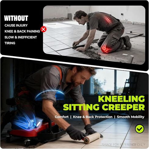 Auto Dynasty Kneeling/Sitting Creeper, 300 LBS Rolling Knee Pads with Seat and Chest Support, Knee Creeper with Swivel Casters and Tool Tray for Tile Parquet Cleaning, Auto Repair, Garden Maintenance in Kuwait