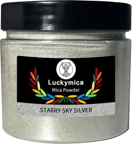 Mica Powder, Premium Pearlescent Pigment Powder for Epoxy Resin, Art, Dye, Nail Polish, Paint, Candle Making, Soap Making, Bath Bombs, DIY Cosmetics - Starry Sky Silver(50g / 1.76oz) in Kuwait