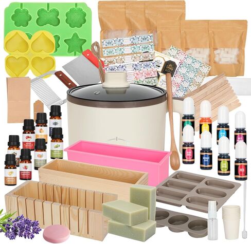 112-Piece DIY Soap Making Kit for Adults, Homemade Soap Kit Includes a Soap Melting Pot, Essential Oil and Dye, Moulds, Gift with Soap-Making Kit, Suitable for Adult Beginners in Kuwait