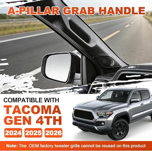 مقبض حمل على جانب السائق متوافق مع 2024-2026 Toyota Tacoma 4th Gen OEM الملمس واللون والهيكل يتطابق مع جانب الركاب، قوي، لا صرير، حفر، وسادة هوائية آمنة، سهلة التركيب in Kuwait