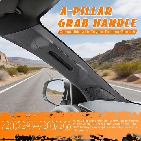 Driver Side A-Pillar Grab Handle Interior Trim for Toyota Tacoma Gen 4th 2024-2026 Sturdy OEM Style Texture Comfortable Grip Compatible with Side Airbag Deployment Easy Installation in Kuwait