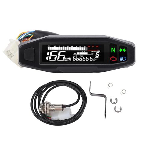 عداد السرعة، مقياس سرعة الدوران، مؤشر التروس، شاشة LCD 12000 دورة في الدقيقة، شاشة عرض عداد المسافات لأسطوانة واحدة، 2 أسطوانة، 4 مع مادة ABS in Kuwait