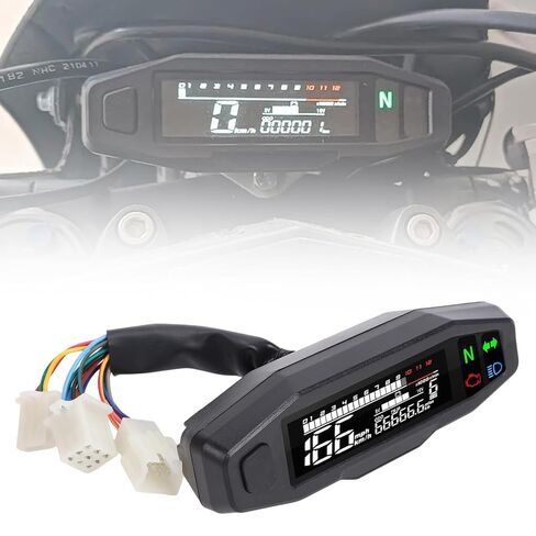 عداد السرعة، مقياس سرعة الدوران، مؤشر التروس، شاشة LCD 12000 دورة في الدقيقة، شاشة عرض عداد المسافات لأسطوانة واحدة، 2 أسطوانة، 4 مع مادة ABS in Kuwait