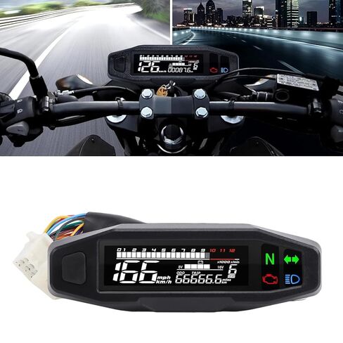 عداد السرعة، مقياس سرعة الدوران، مؤشر التروس، شاشة LCD 12000 دورة في الدقيقة، شاشة عرض عداد المسافات لأسطوانة واحدة، 2 أسطوانة، 4 مع مادة ABS in Kuwait