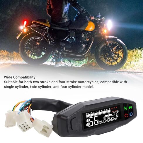 عداد السرعة، مقياس سرعة الدوران، مؤشر التروس، شاشة LCD 12000 دورة في الدقيقة، شاشة عرض عداد المسافات لأسطوانة واحدة، 2 أسطوانة، 4 مع مادة ABS in Kuwait