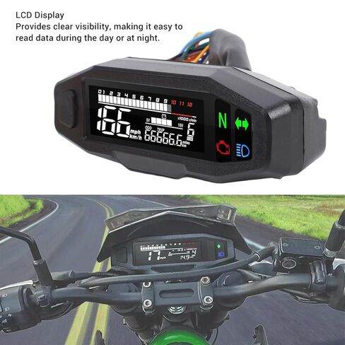 عداد السرعة، مقياس سرعة الدوران، مؤشر التروس، شاشة LCD 12000 دورة في الدقيقة، شاشة عرض عداد المسافات لأسطوانة واحدة، 2 أسطوانة، 4 مع مادة ABS in Kuwait
