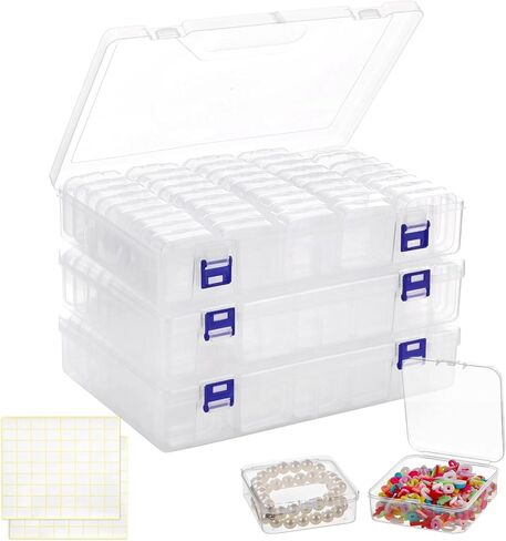 yeesport 138 Pcs Plastic Bead Storage Containers, Includes 135 Small Storage Boxes and 3 Large Organizer Cases, Clear Containers with Hinged Lids for Jewelry, Crafts, Small Items, Parts in Kuwait
